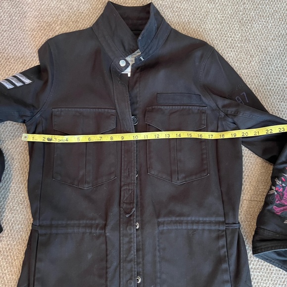 Zadig & Voltaire Black Cotton Military Style Jacket w Embroidery Size Small - Picture 14 of 16